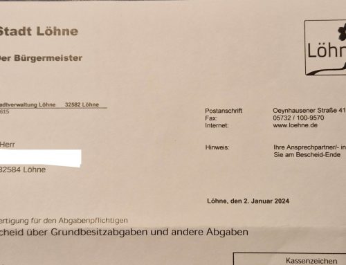 Neujahr in Löhne: Poggemöller und Rot-Grün wollen wieder mehr Geld vom Bürger: Zum 1.1.’24 erster (von mehreren) Schritten der Steuermaximierung
